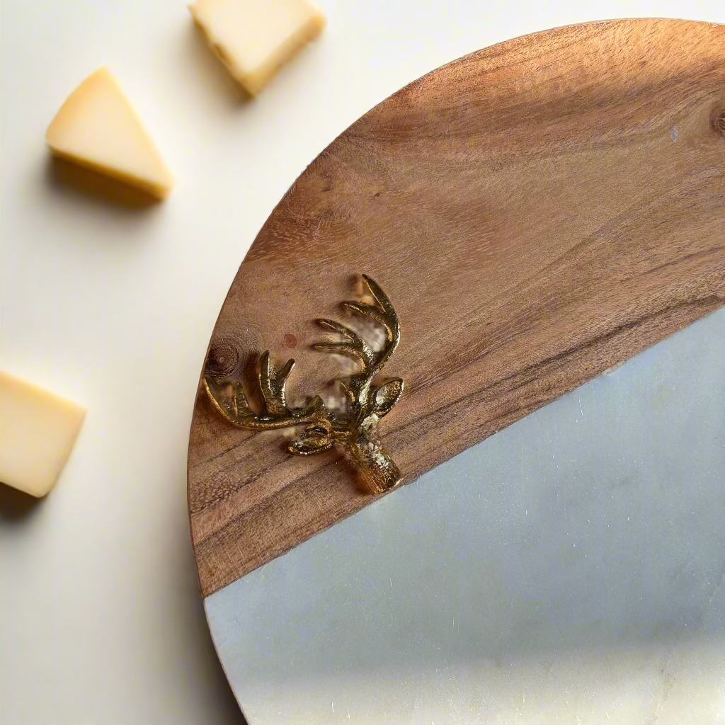 Christmas Marble Deer Cheese Platter (10 inches)