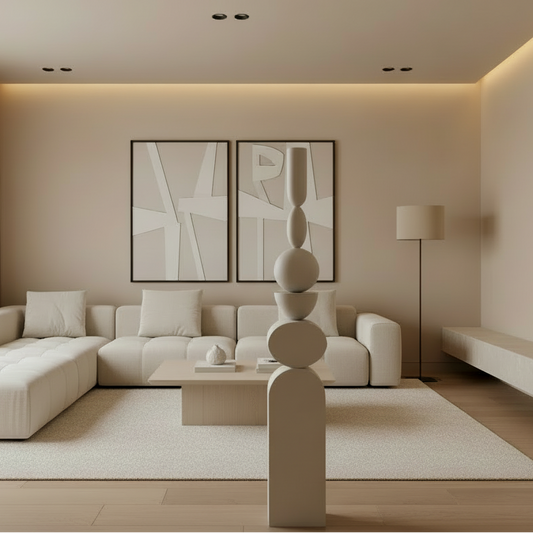 Japandi Ivory Wooden Sculpture for Living room (4 Feet)