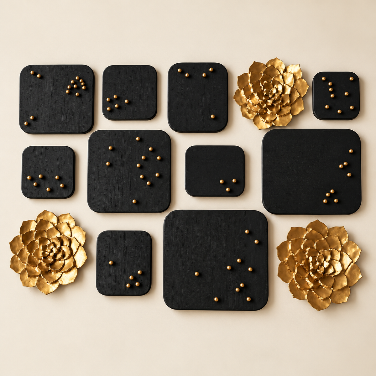Wooden Lotus Brass Wall Decor