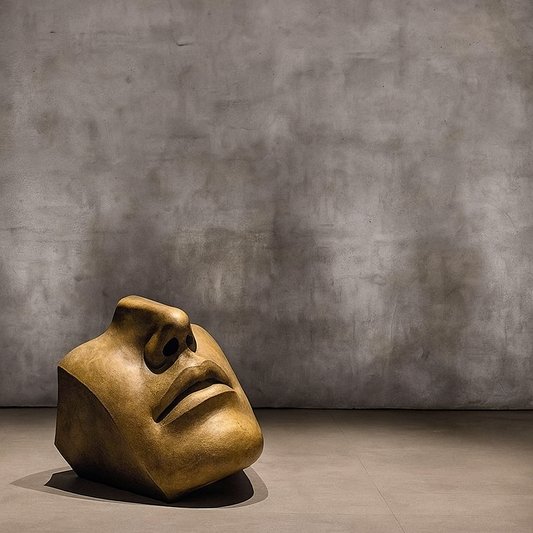 Curiosus large metal sculpture in matt gold finish for modern living room décor