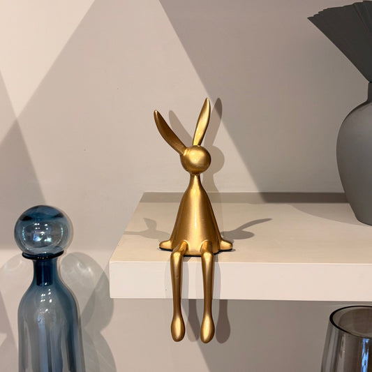 Modern Gold Resin Rabbit Sculpture for Living Room