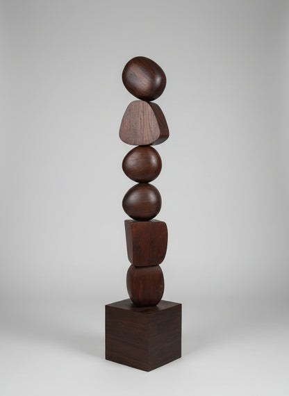 Walnut Wood Japandi Large Sculpture