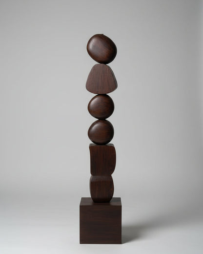 Walnut Wood Japandi Large Sculpture