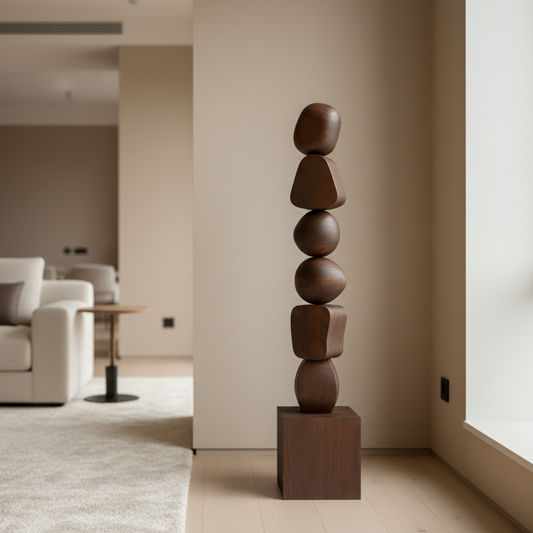 Walnut Wood Japandi Large Sculpture