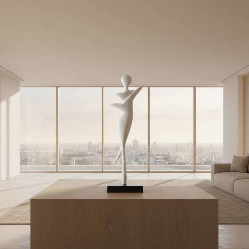 Mi Amor Metal Lady Sculpture (White)