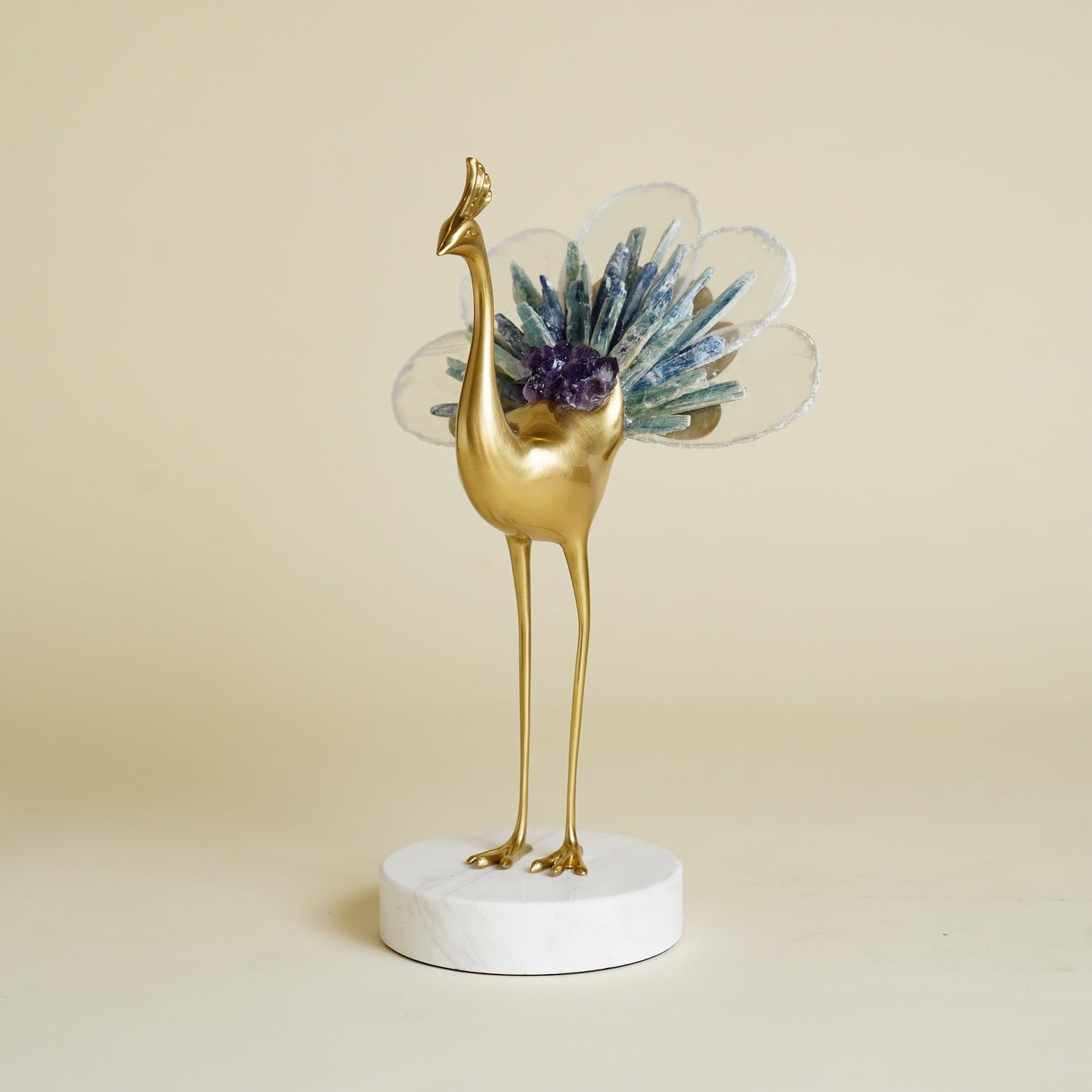 Augustus Crystal Brass Bird Sculpture