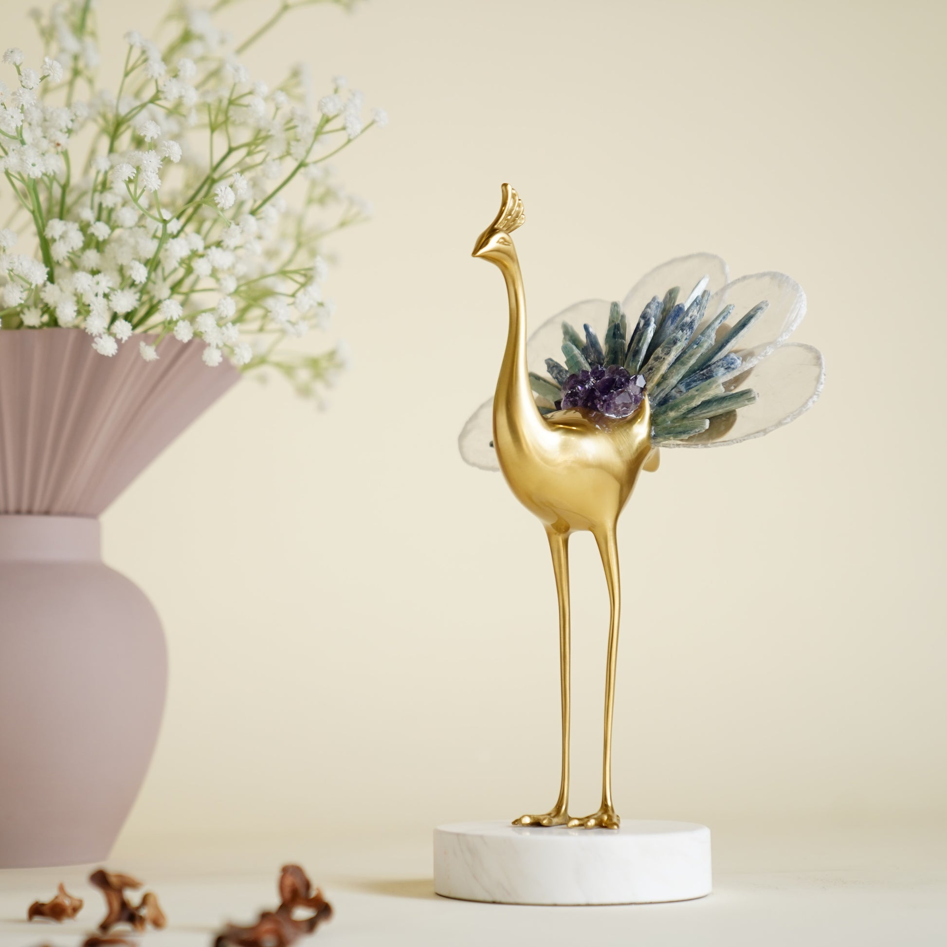 Augustus Crystal Brass Bird Sculpture