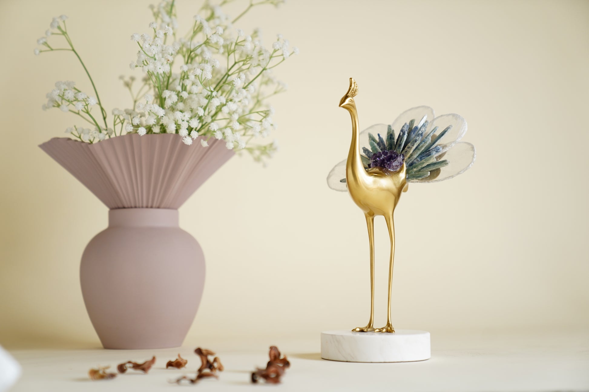 Augustus Crystal Brass Bird Sculpture