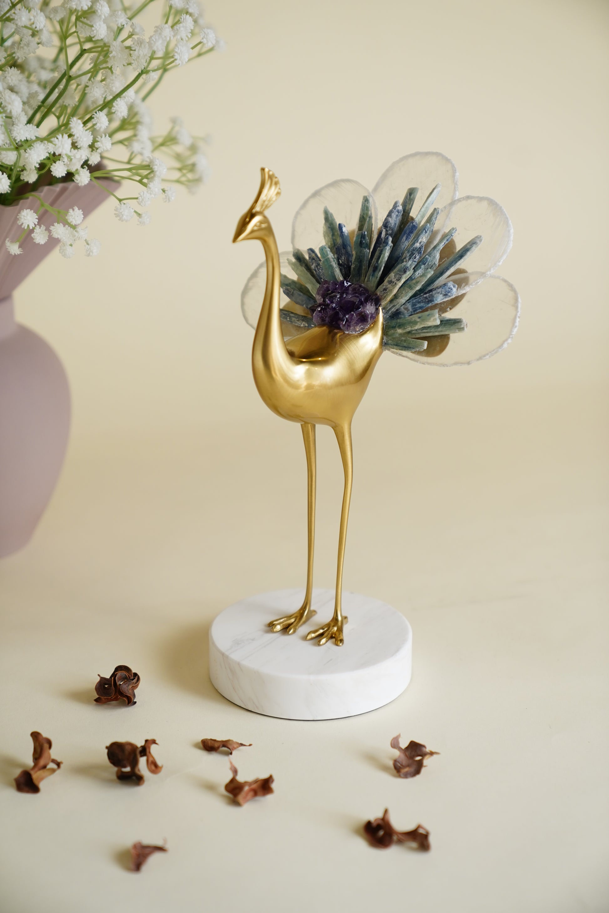 Augustus Crystal Brass Bird Sculpture