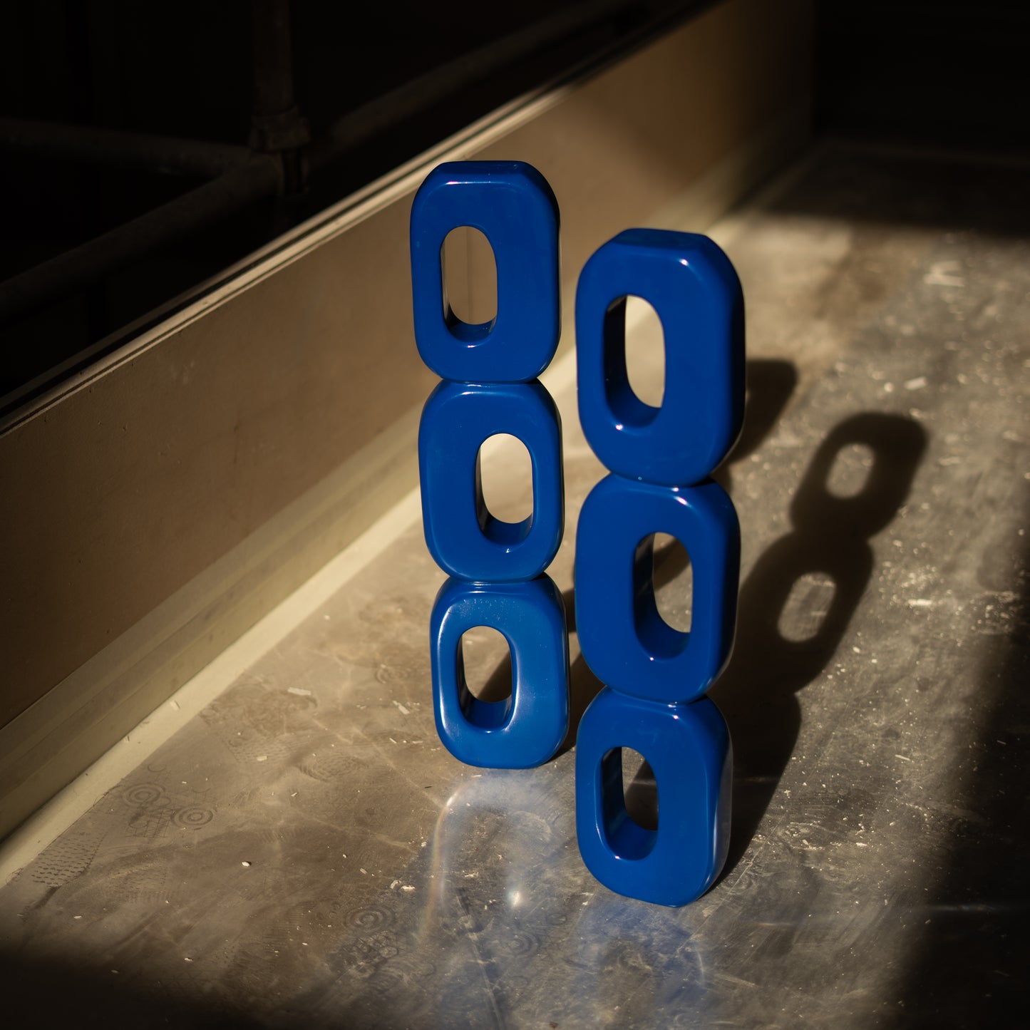 Totem Wooden Abstract Blue Sculpture