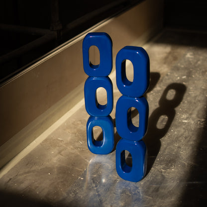 Totem Wooden Abstract Blue Sculpture