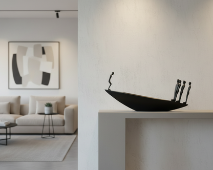 Savious Boat Men Sculpture For Living Room