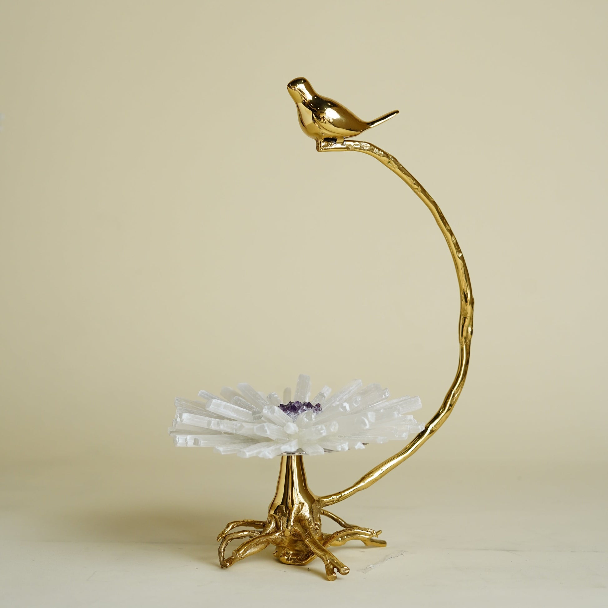 Venusta Crystal Bird Brass Luxury Sculpture