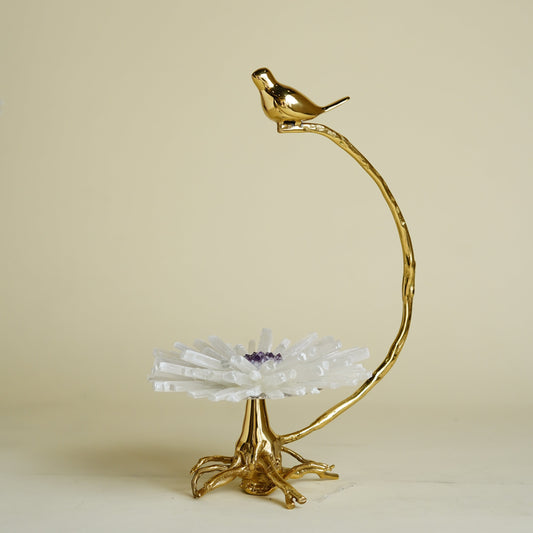 Venusta Crystal Bird Brass Luxury Sculpture