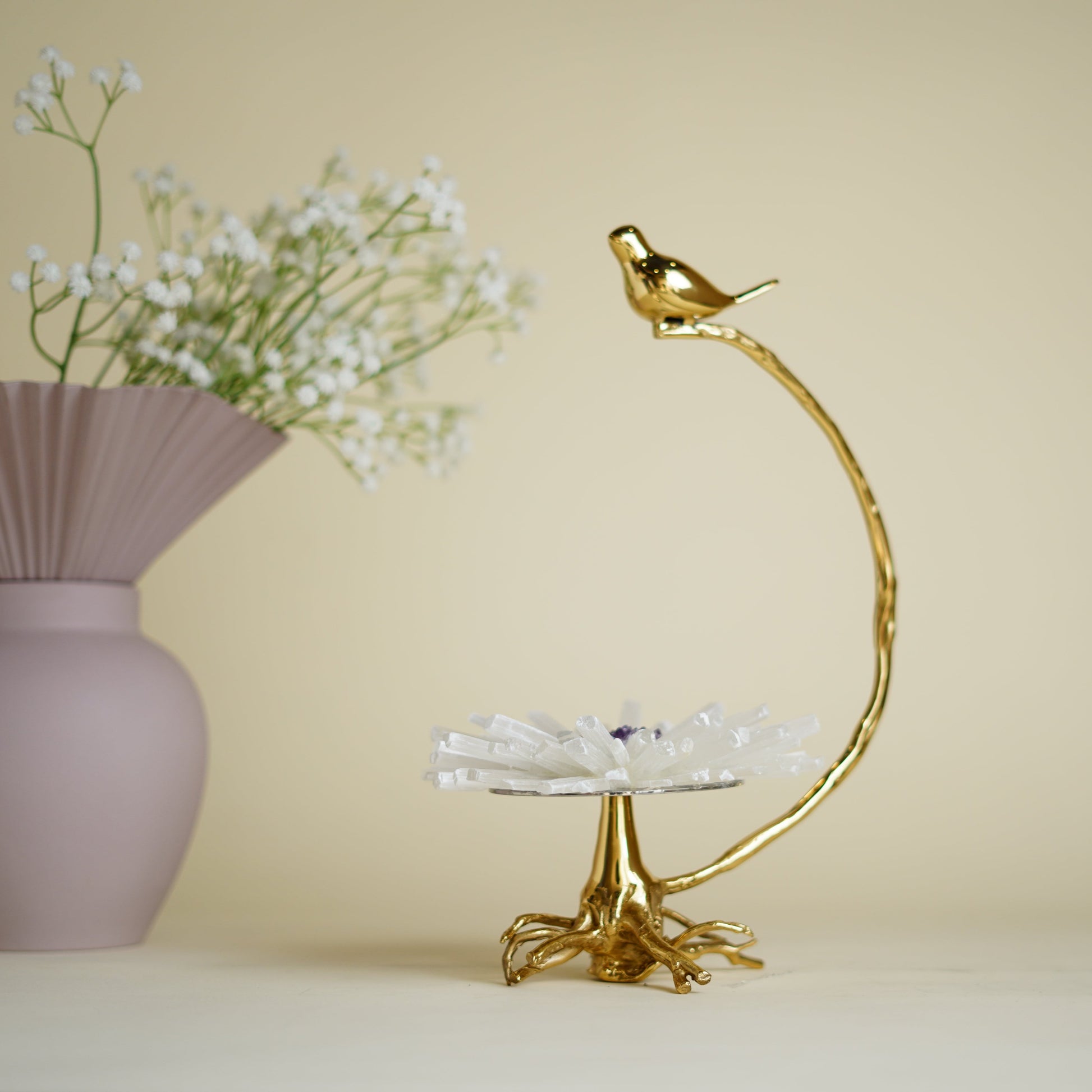 Venusta Crystal Bird Brass Luxury Sculpture