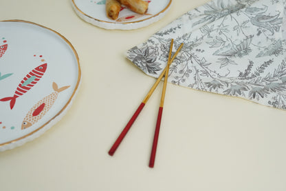 Nordic Stainless Steel Red Gold Chopsticks