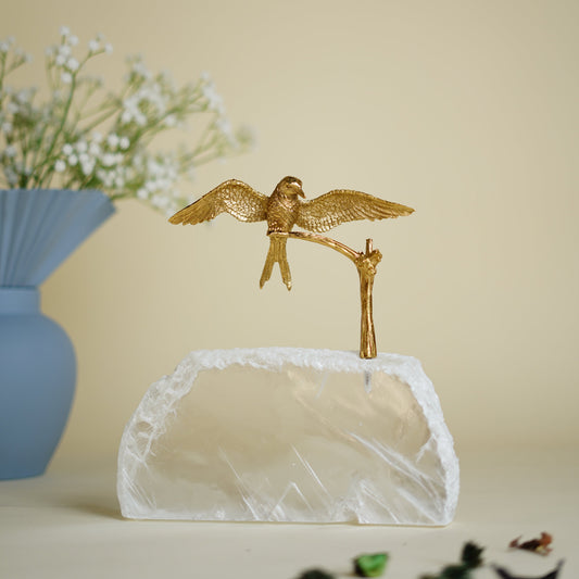 Volantis Bird Brass Crystal Centerpiece