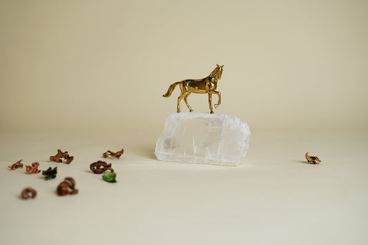 Enzo Crystal Brass Horse Sculpture