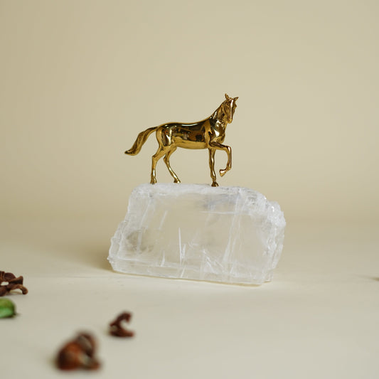 Enzo Crystal Brass Horse Sculpture
