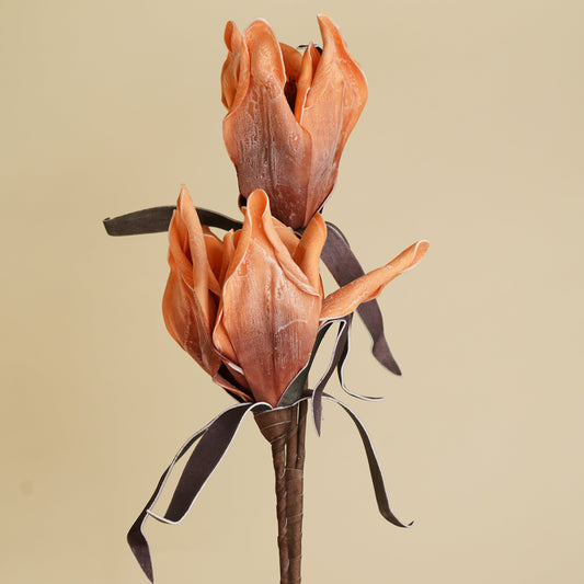 Orange Magnolia Artificial Flower Stem