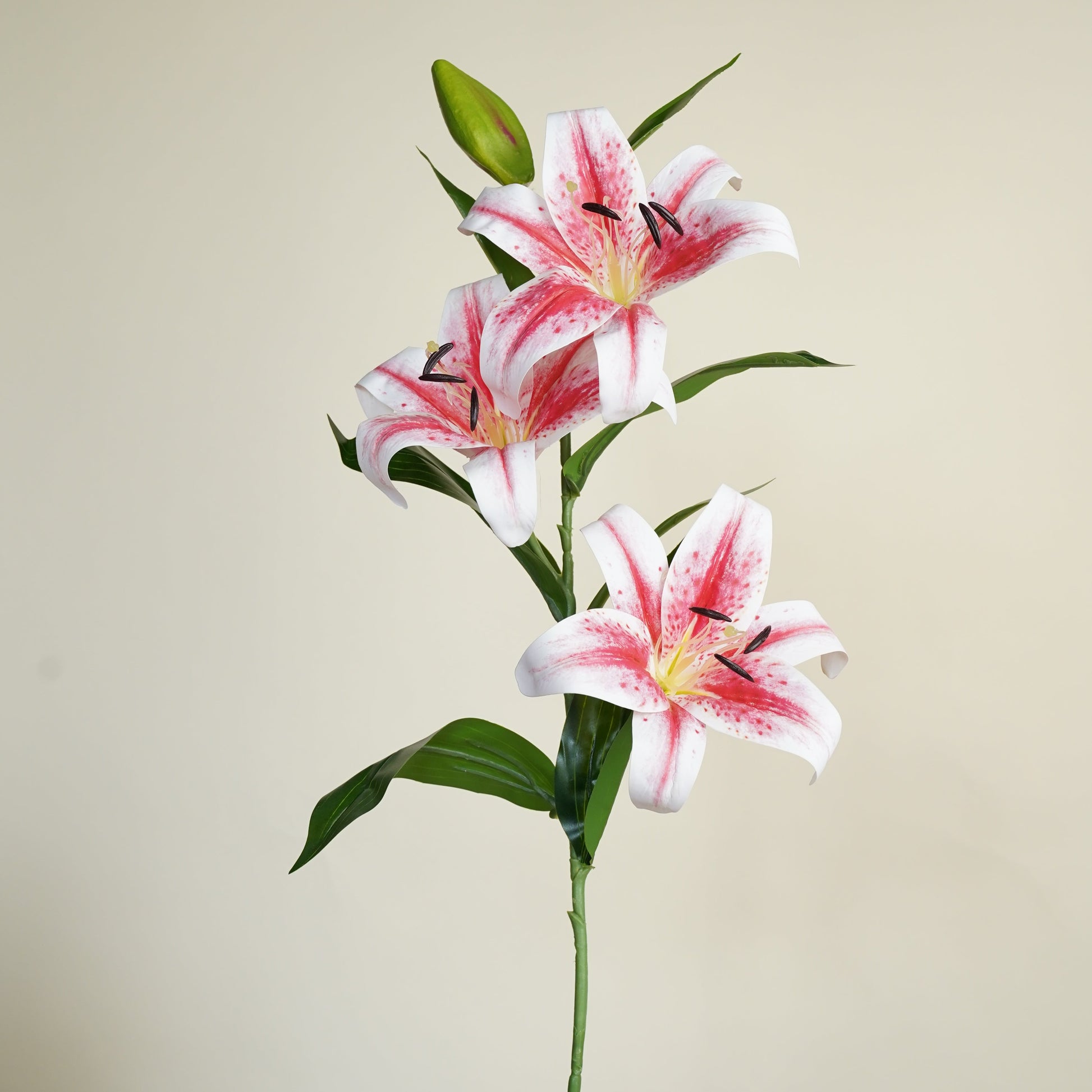 Pink & White Oriental Lily Artificial Flower Stem