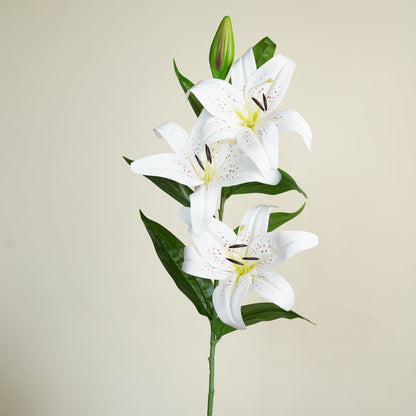 White Oriental Lily Artificial Flower Stem