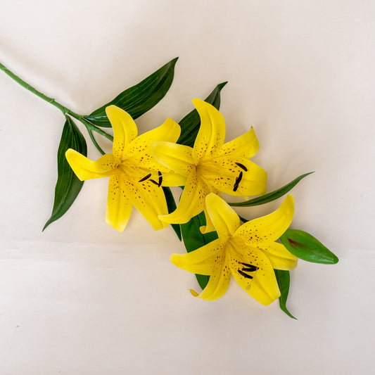 Bright Yellow Oriental Lily Artificial Flower Stem