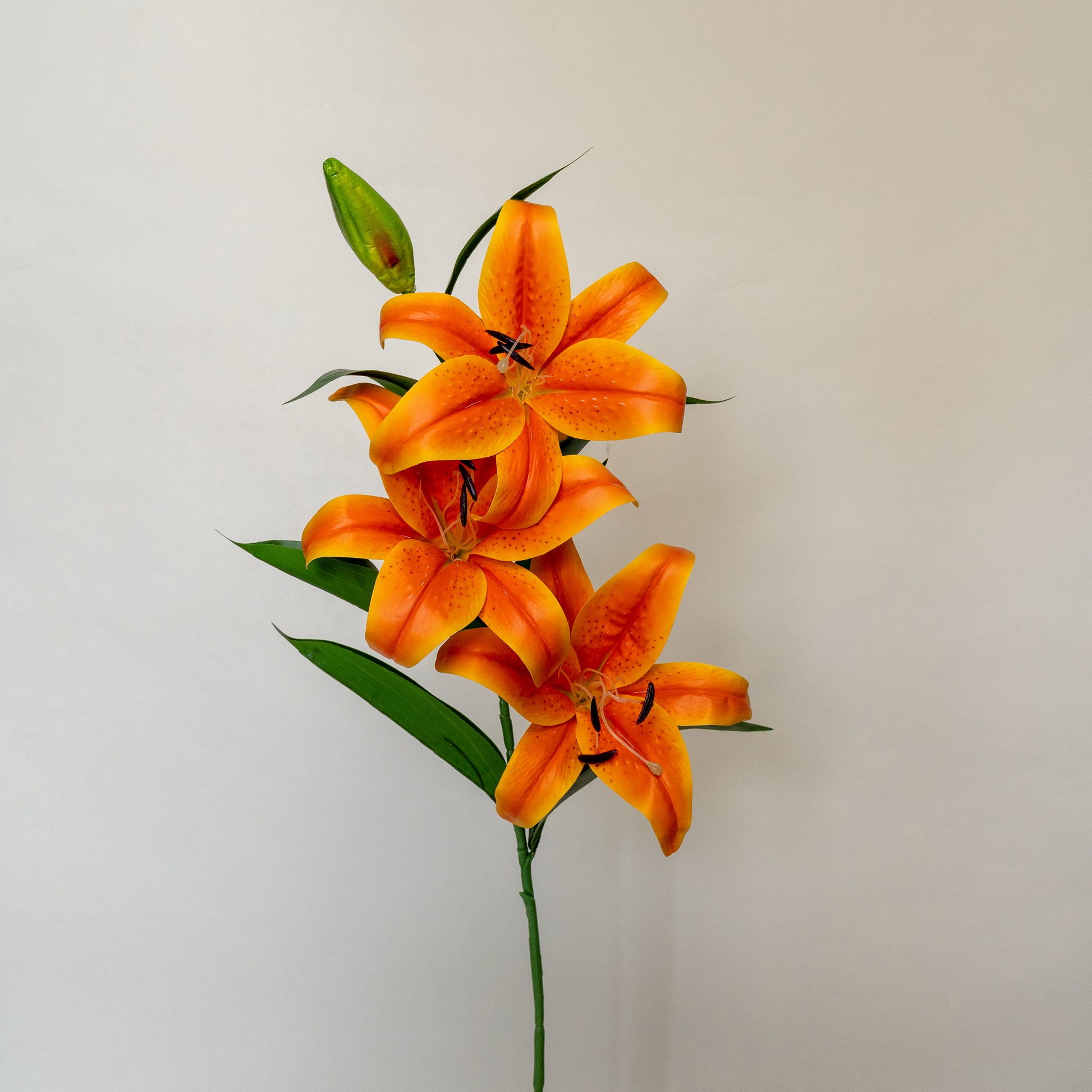 Bright Orange Oriental Lily Artificial Flower Stem