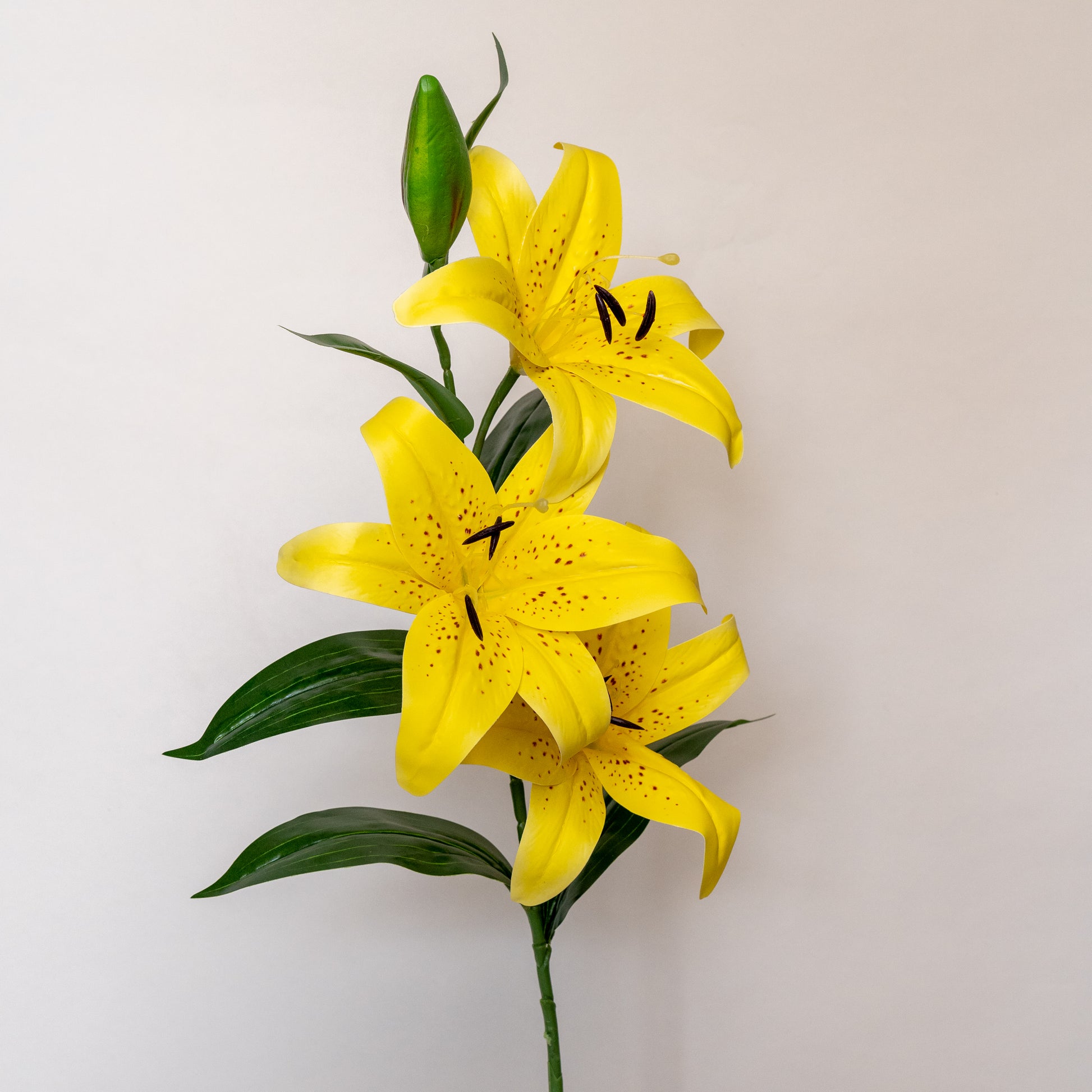 Bright Yellow Oriental Lily Artificial Flower Stem