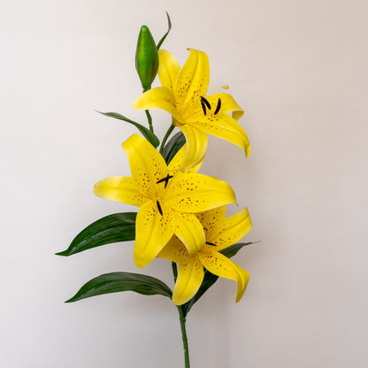 Bright Yellow Oriental Lily Artificial Flower Stem