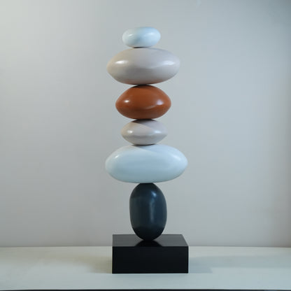 Wooden Pebble Totem Sculpture (3 Feet)