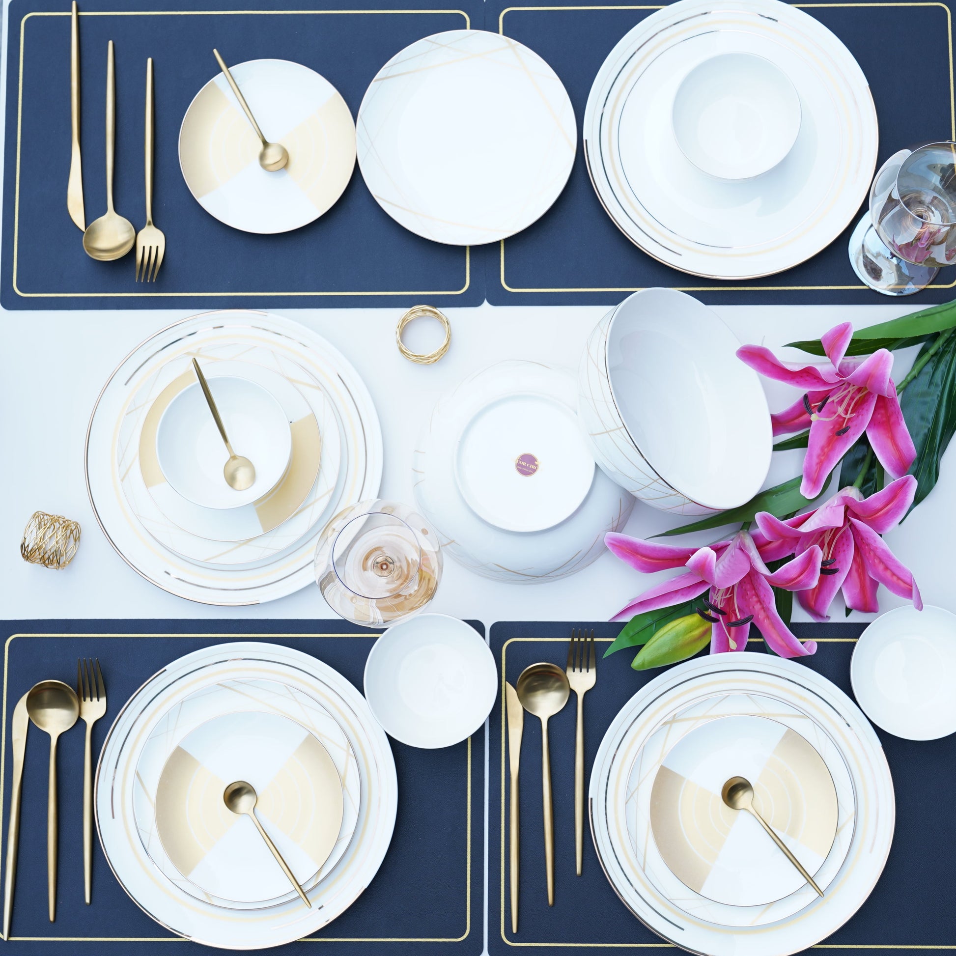 Corporate Bonechina Gold Dinner Set (Set of 27 pcs)