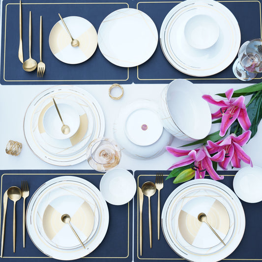 Corporate Bonechina Gold Dinner Set (Set of 27 pcs)