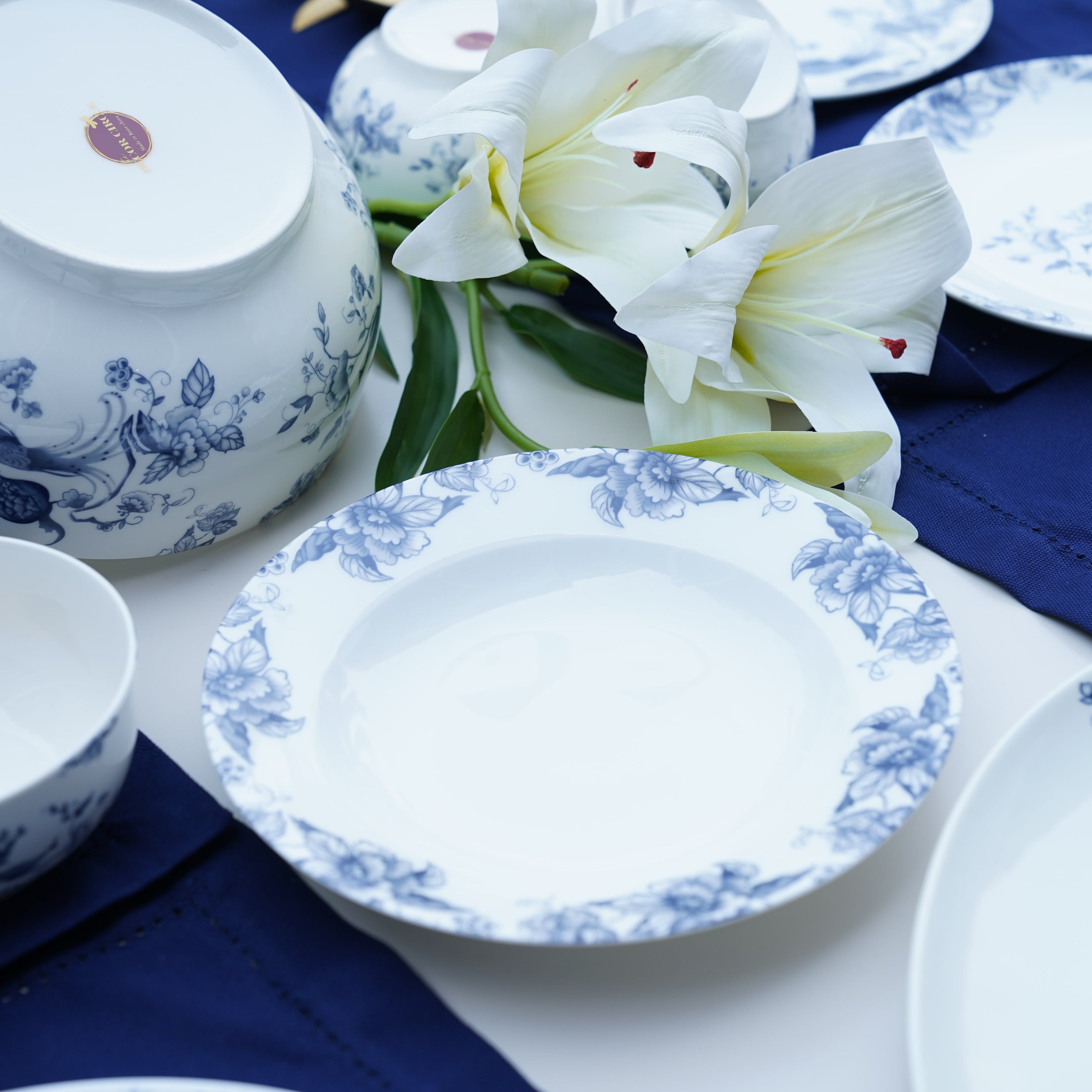 Dinnerware Set Corelle Blue Floral Corelle Indigo Speckle Corelle