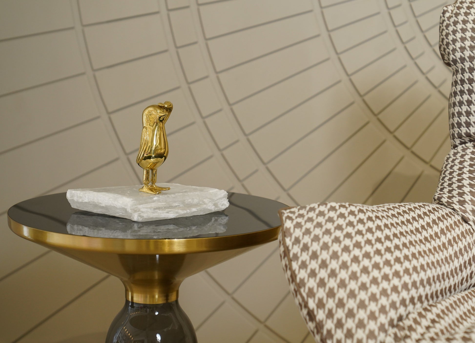Elysian Bird Crystal Brass Statue
