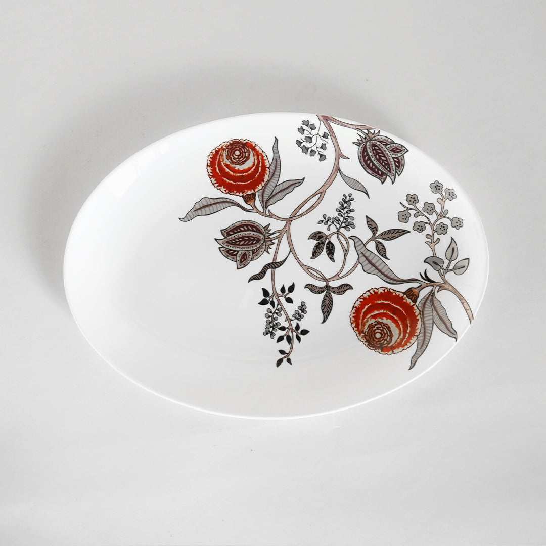 Red marigold Bone china Oval platter