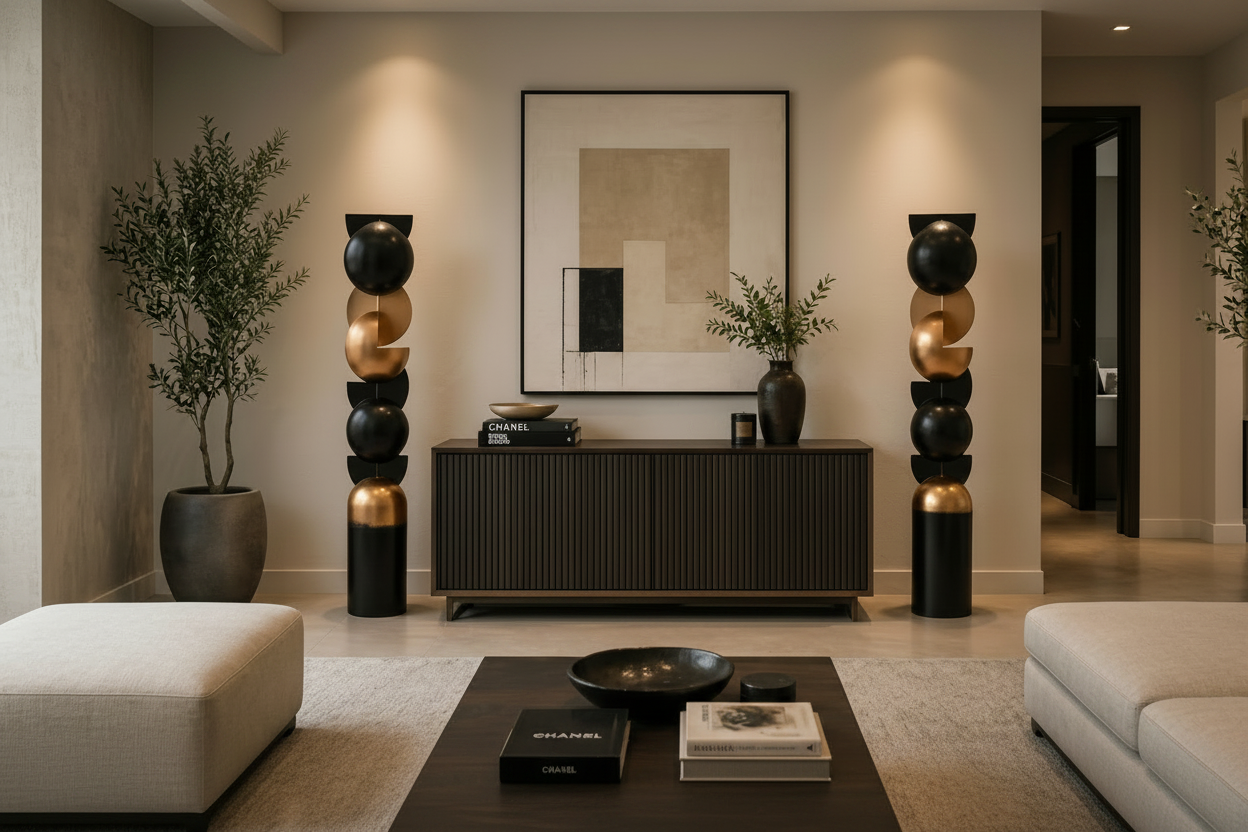 the decor circle sculpture in living room 