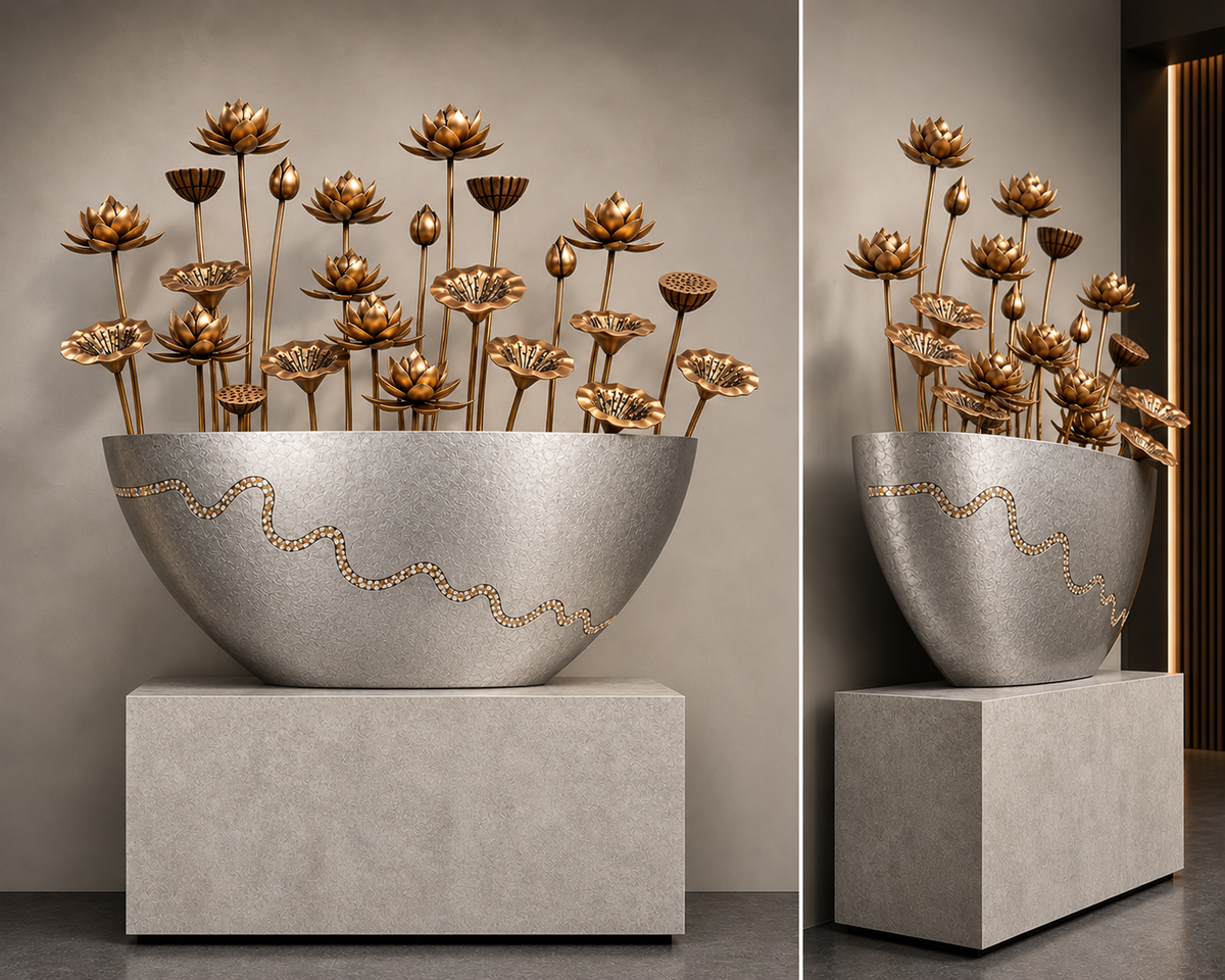 The Lotus Vessel - Large Vase Statement Showpiece