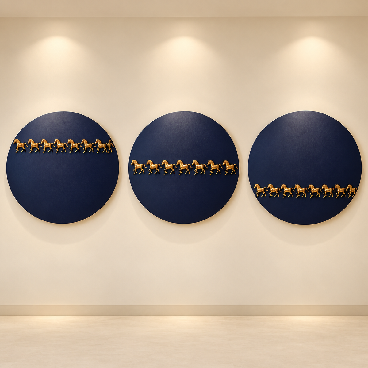 Brass Horse Sphere Metal Wall Art (Set of 3) | Contemporary Art Installation