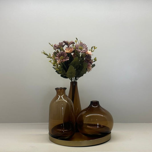 Elysian brown Contemporary Glass vases ( set of 3)