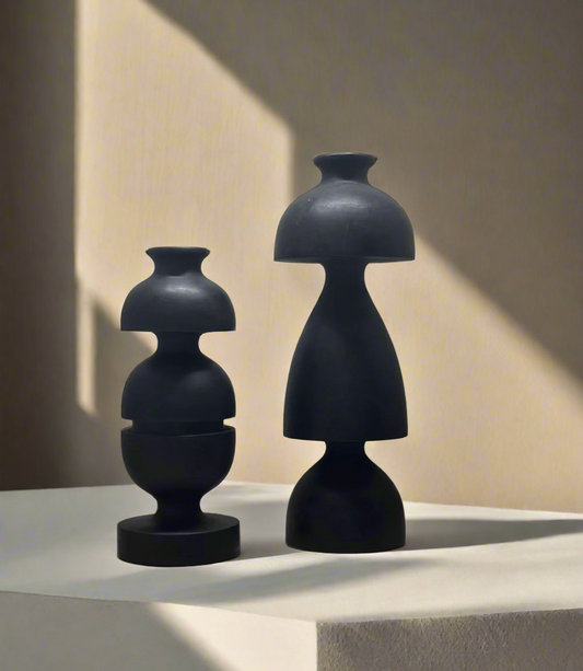 Wabi Sabi Wooden Black Sculpture (Set of 2)