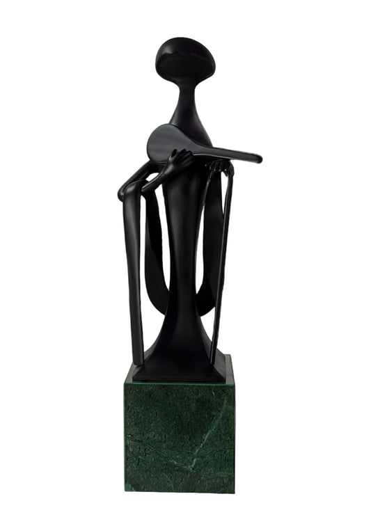 Japandi Guitar Man Sculpture with Marble Base (4 feet)