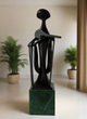 Japandi Guitar Man Sculpture with Marble Base (4 feet)