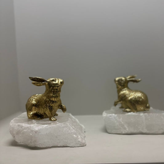 Cudio Crystal Brass Rabbit Sculpture