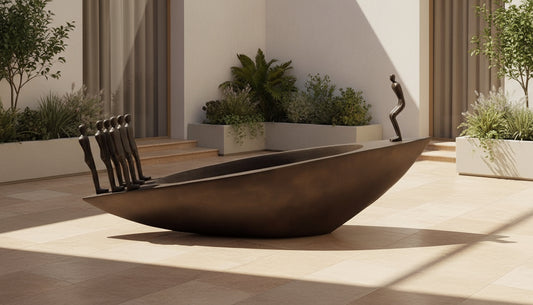 Savious Boat Men Sculpture For Courtyard (6 feet)