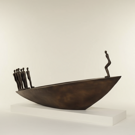 Savious Boat Men Sculpture For Courtyard (6 feet)