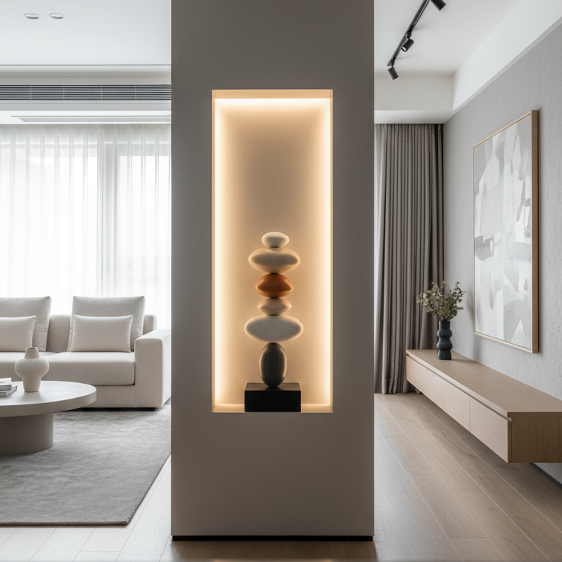 Wooden Pebble Totem Sculpture (3 Feet)