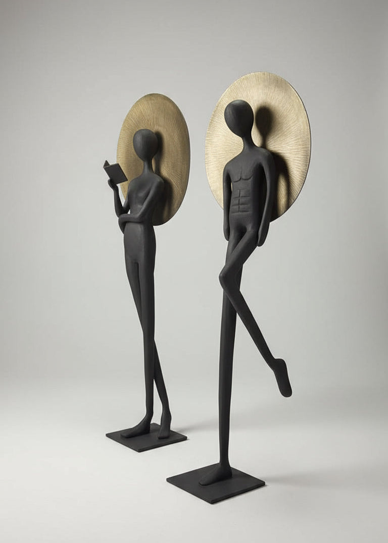 Arcanum Man Woman sculpture with Dome (Set of2)