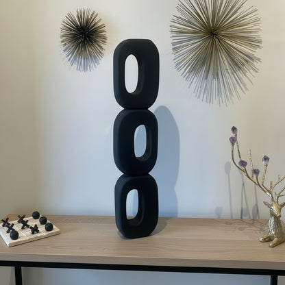 Totem Wooden Abstract Black Sculpture