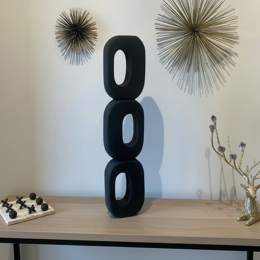 Totem Wooden Abstract Black Sculpture